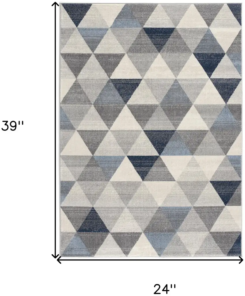 Navy Blue Geometric Diamond Scatter Rug Photo 3