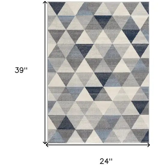 Navy Blue Geometric Diamond Scatter Rug Photo 8