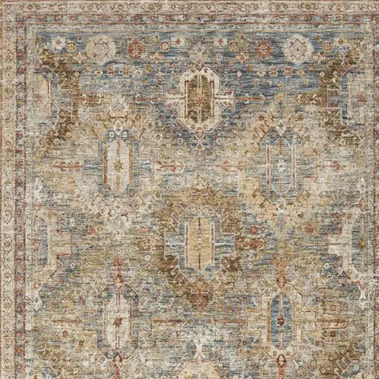 Navy Blue Geometric Distressed Area Rug Photo 7