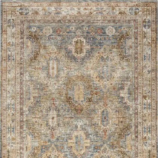 Navy Blue Geometric Distressed Area Rug Photo 2