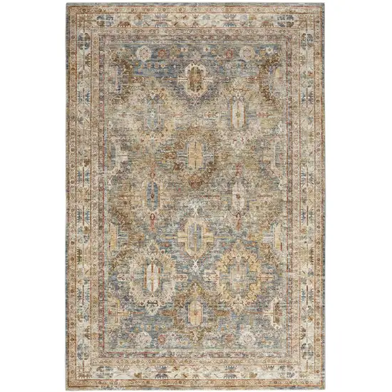 Navy Blue Geometric Distressed Area Rug Photo 3