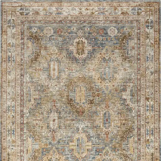 Navy Blue Geometric Distressed Area Rug Photo 8