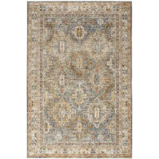 Navy Blue Geometric Distressed Area Rug Photo 4