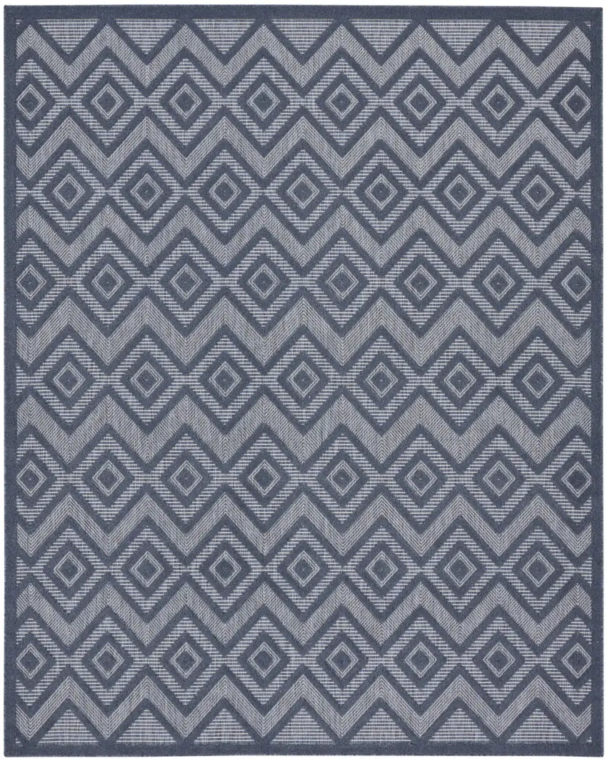 Navy Blue Geometric Flatweave Area Rug Photo 1
