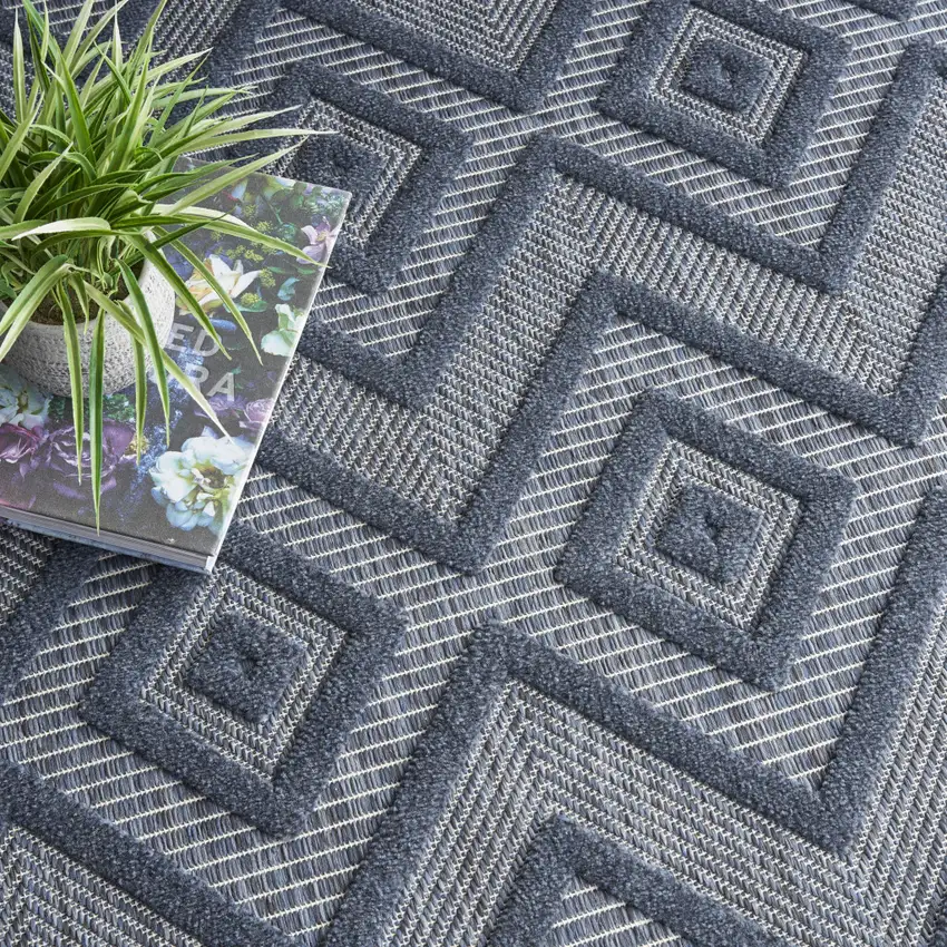 Navy Blue Indoor Outdoor Area Rug Photo 7