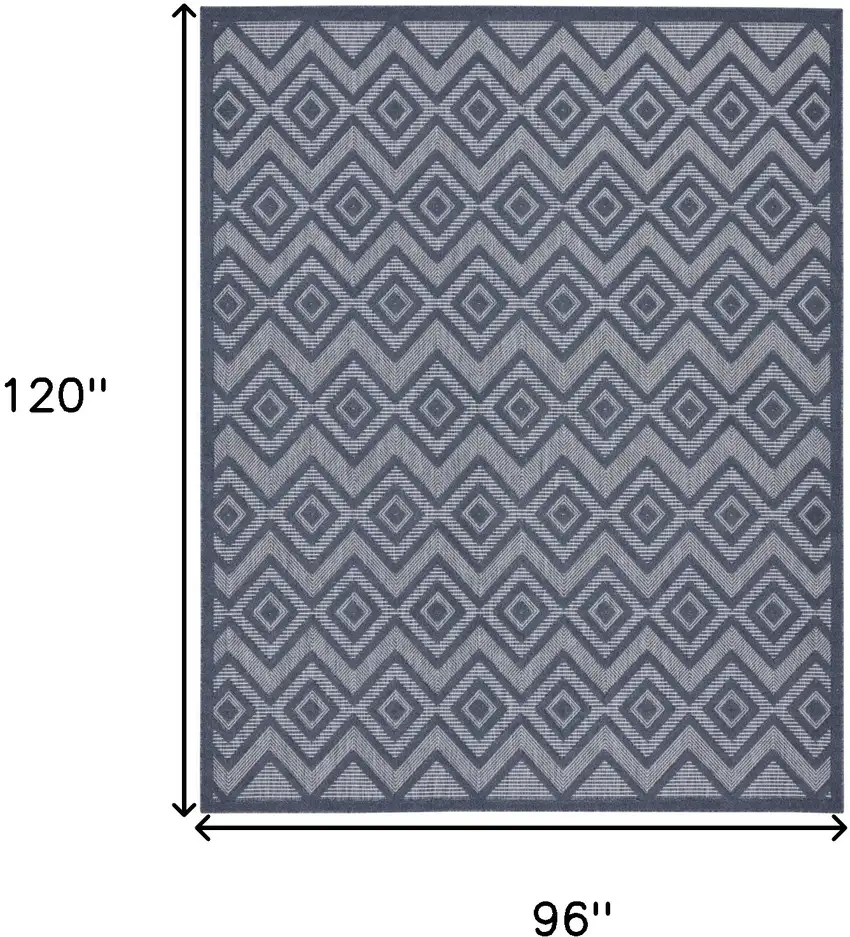 Navy Blue Geometric Flatweave Area Rug Photo 9