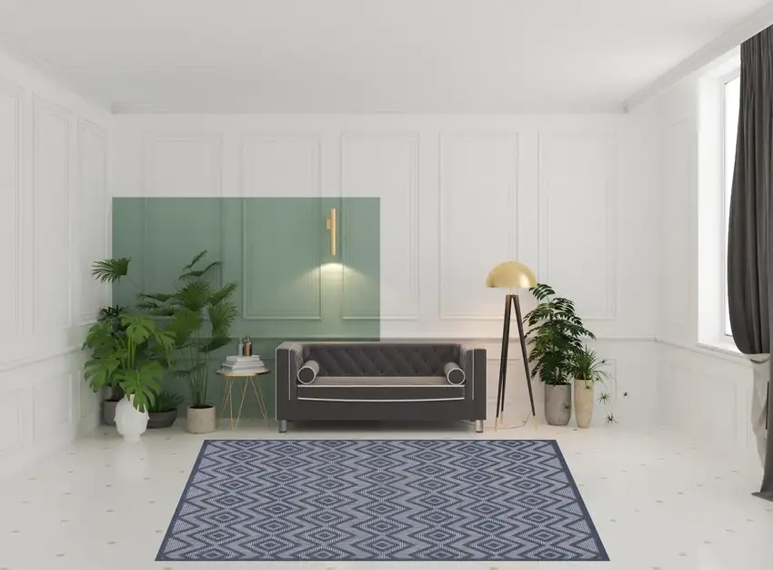 Navy Blue Geometric Flatweave Area Rug Photo 2