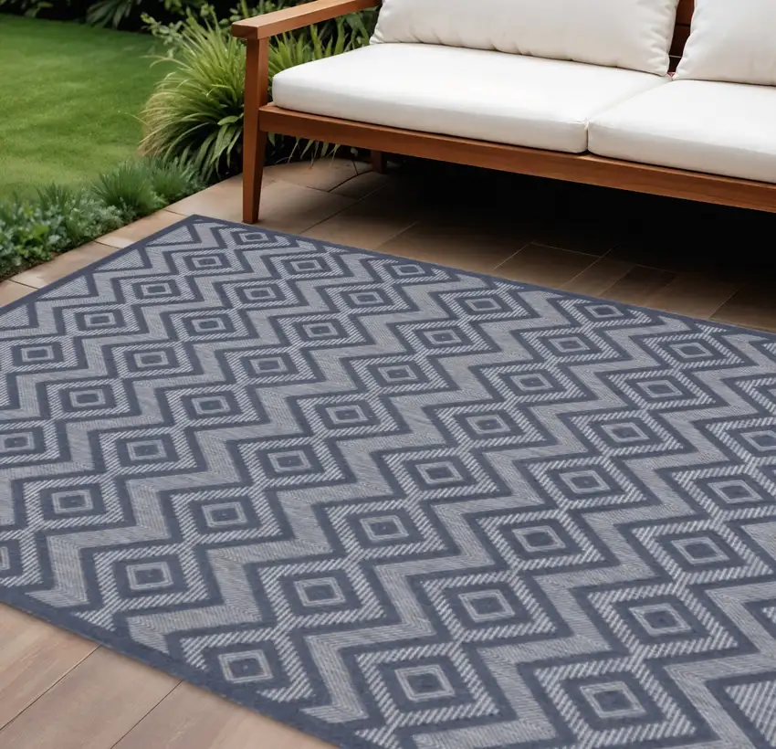 Navy Blue Indoor Outdoor Area Rug Photo 2