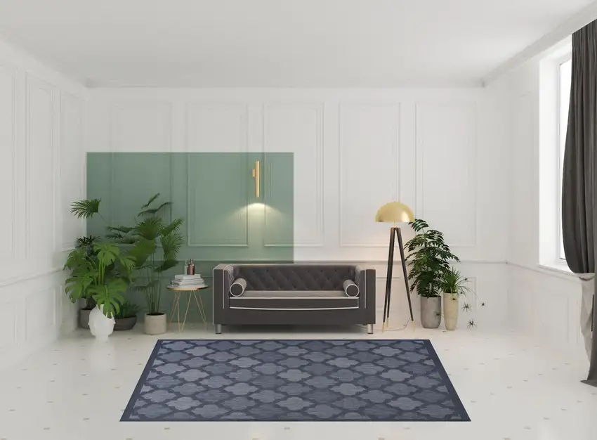 Navy Blue Geometric Flatweave Area Rug Photo 2