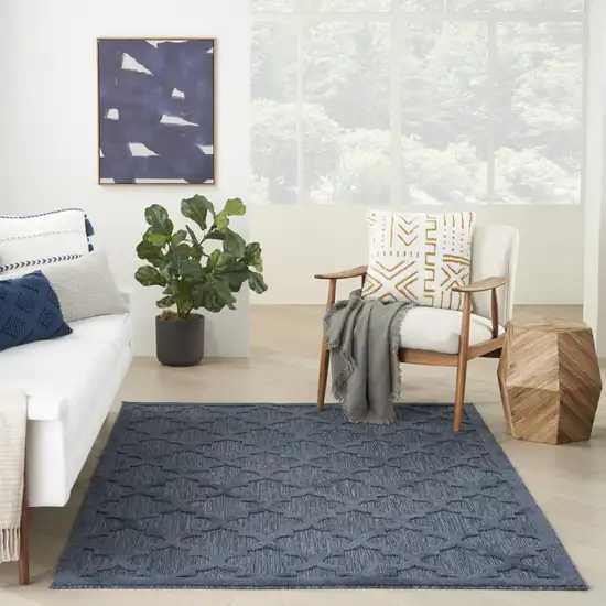 Navy Blue Geometric Flatweave Area Rug Photo 8