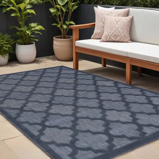 Navy Blue Geometric Flatweave Area Rug Photo 1