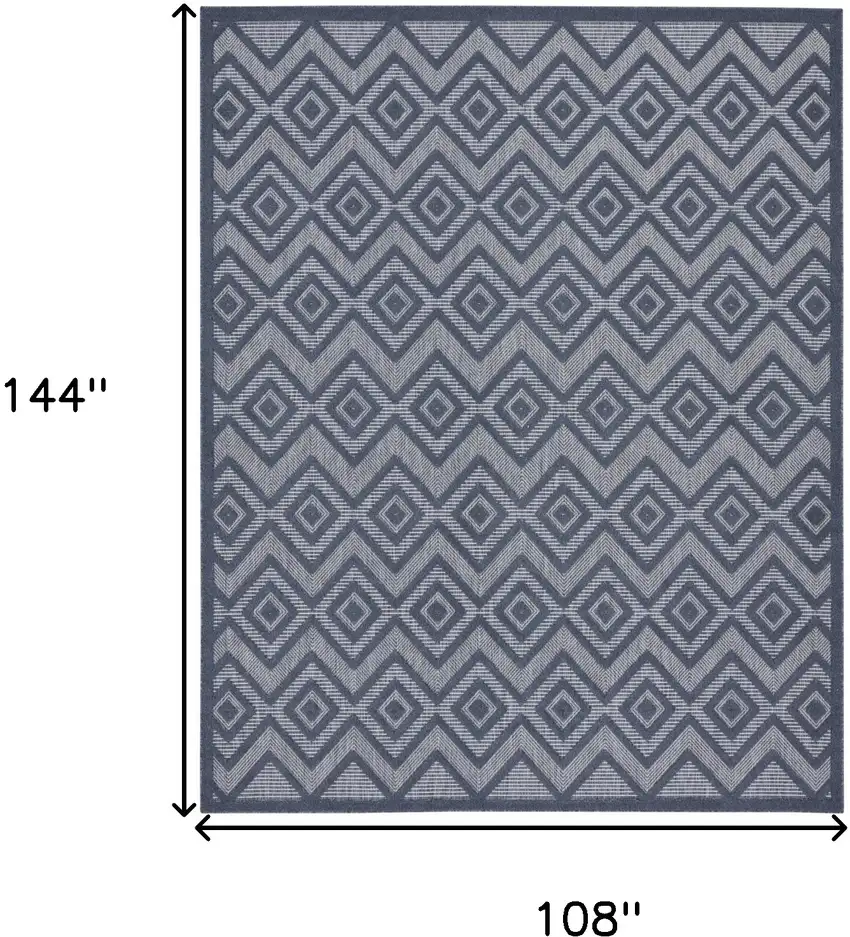 Navy Blue Geometric Flatweave Area Rug Photo 9