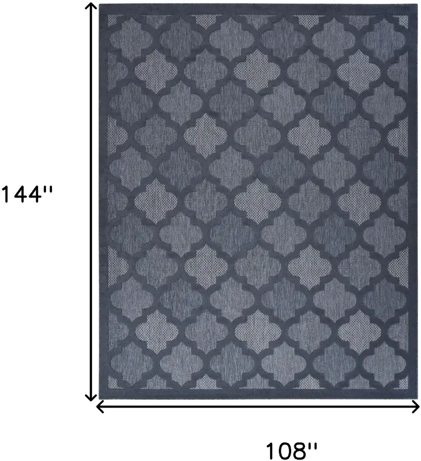 Navy Blue Geometric Flatweave Area Rug Photo 9
