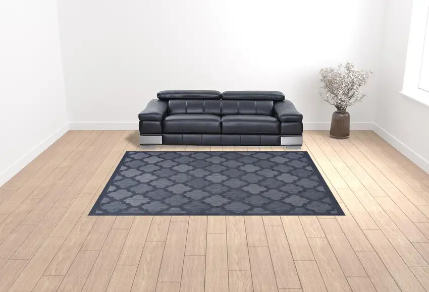 Navy Blue Geometric Flatweave Area Rug Photo 2