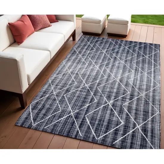 Navy Blue Geometric Hand Woven Area Rug Photo 1