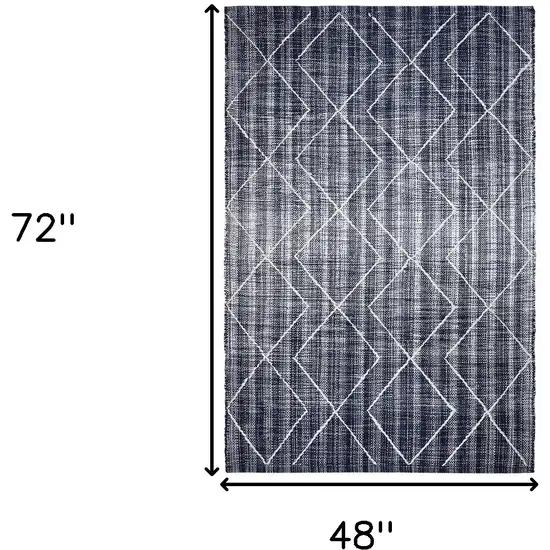 Navy Blue Geometric Hand Woven Area Rug Photo 3