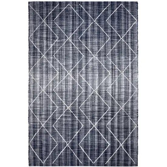 Navy Blue Geometric Hand Woven Area Rug Photo 2