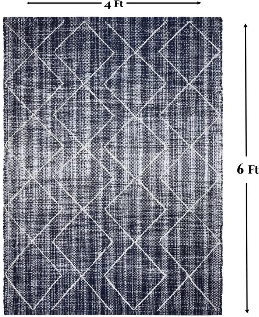 Navy Blue Geometric Hand Woven Area Rug Photo 7