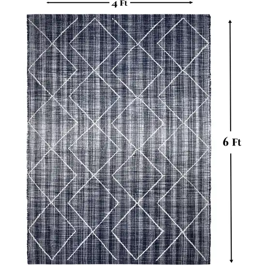 Navy Blue Geometric Hand Woven Area Rug Photo 7