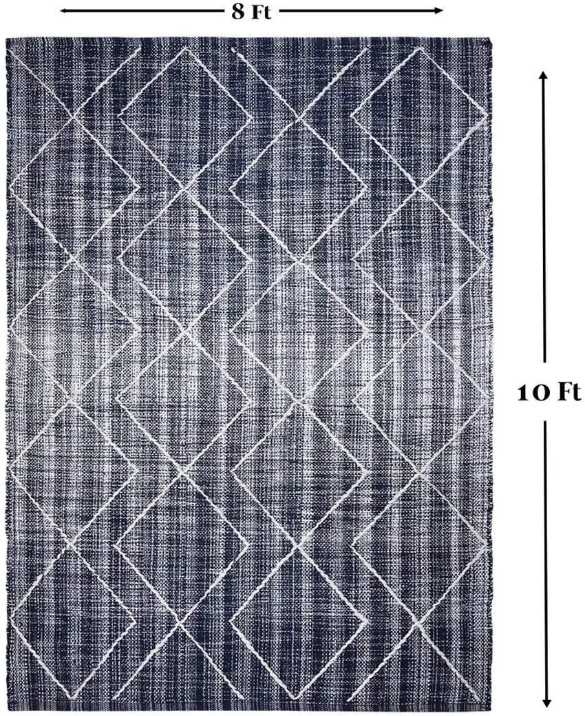 Navy Blue Geometric Hand Woven Area Rug Photo 7