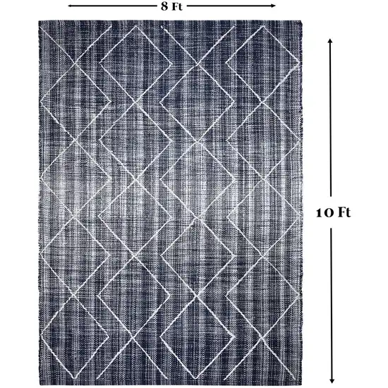 Navy Blue Geometric Hand Woven Area Rug Photo 7