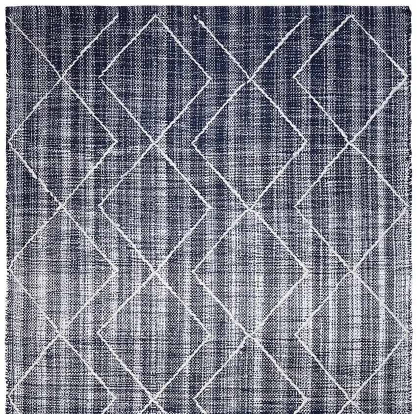Navy Blue Geometric Hand Woven Area Rug Photo 4