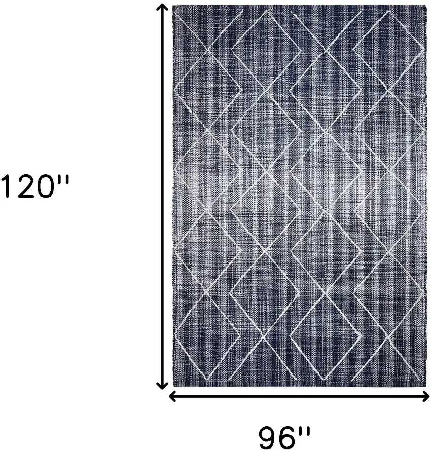 Navy Blue Geometric Hand Woven Area Rug Photo 3