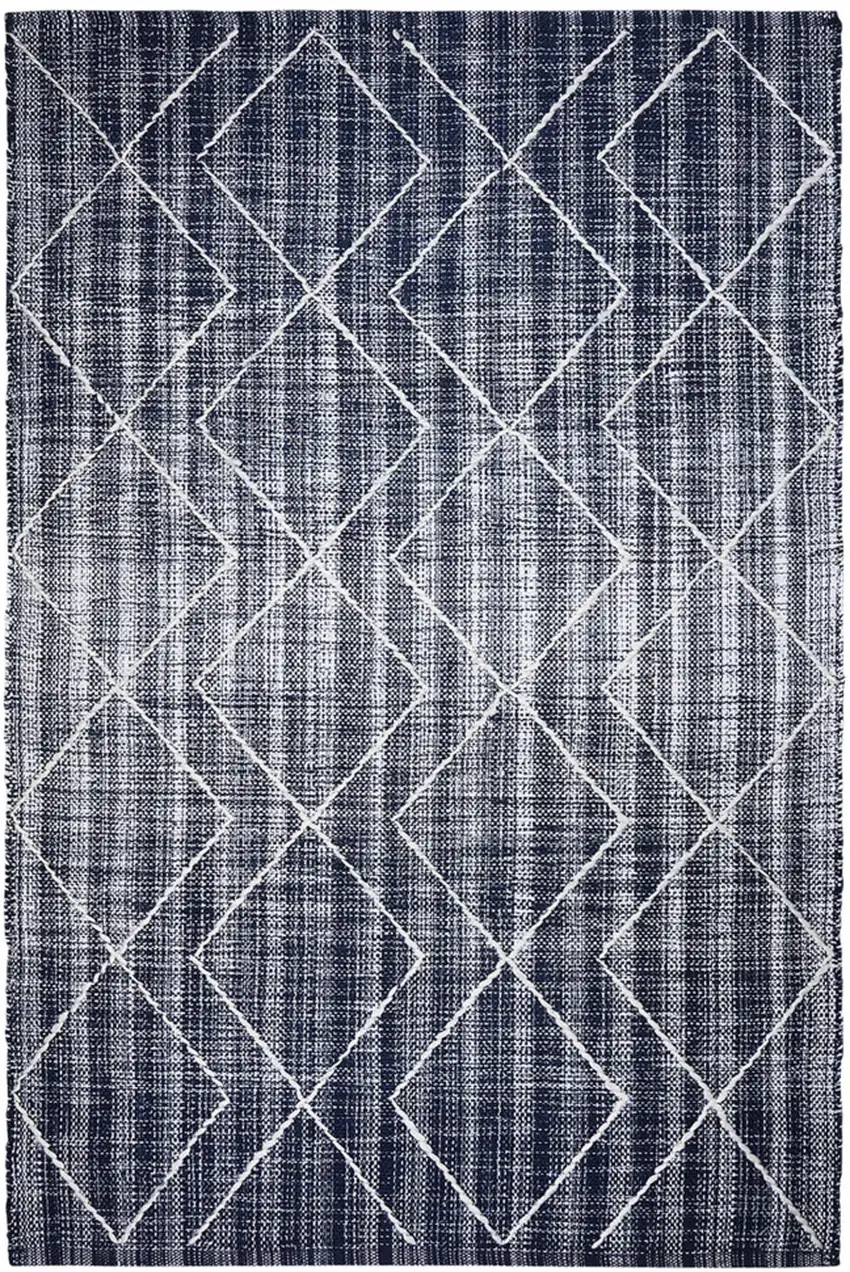 Navy Blue Geometric Hand Woven Area Rug Photo 2