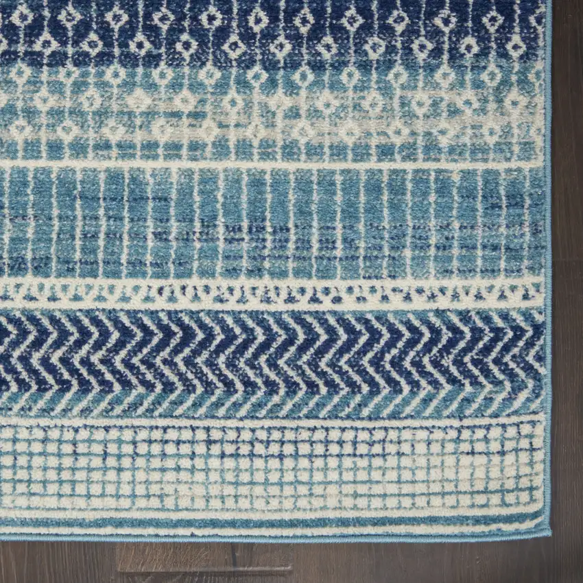 Navy Blue Geometric Power Loom Area Rug Photo 7