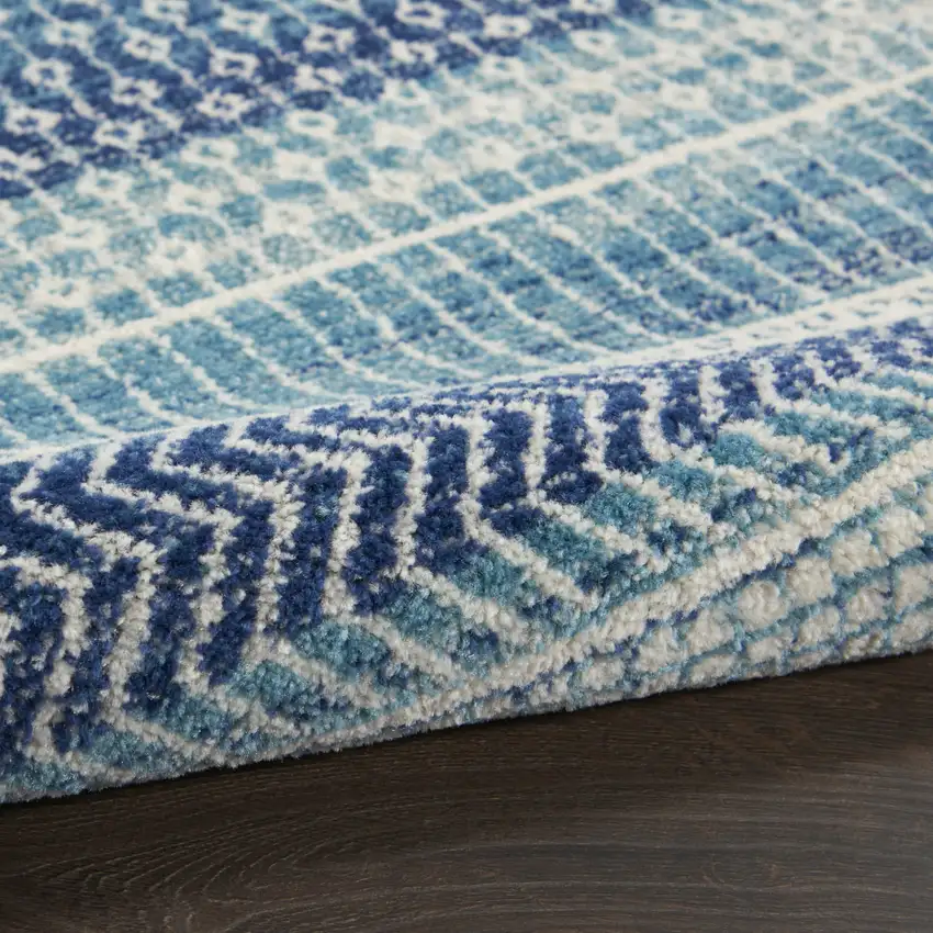 Navy Blue Geometric Power Loom Area Rug Photo 8
