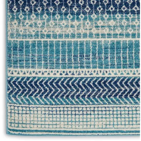 Navy Blue Geometric Power Loom Area Rug Photo 9