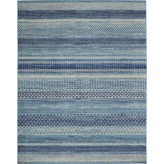 Navy Blue Geometric Power Loom Area Rug Photo 7