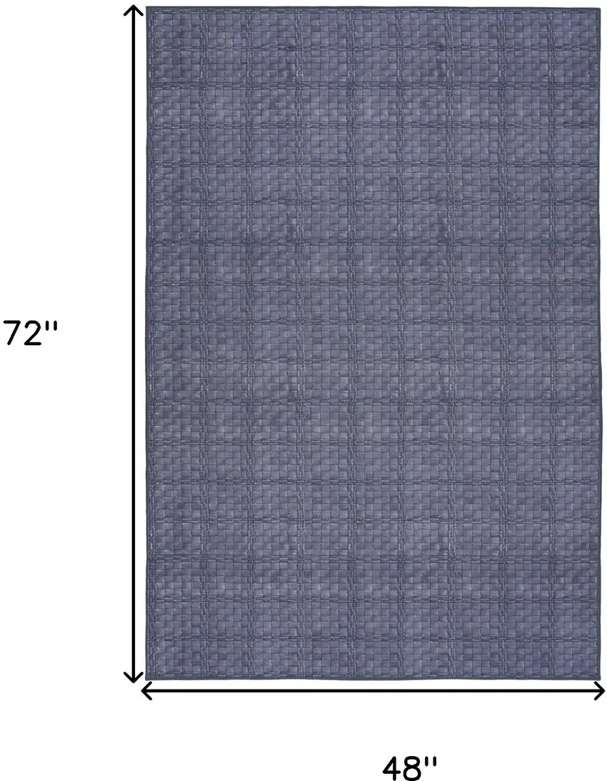 Navy Blue Geometric Power Loom Washable Non Skid Area Rug Photo 3