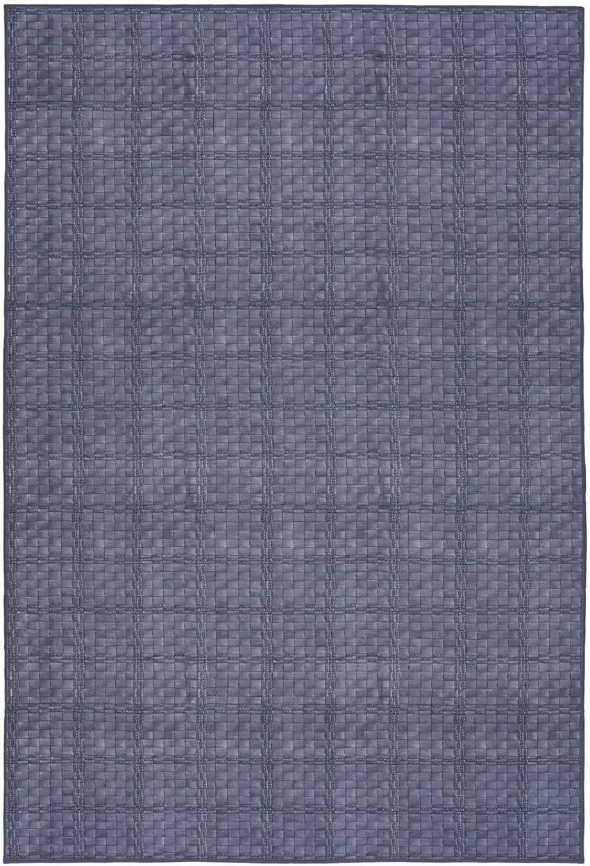 Navy Blue Geometric Power Loom Washable Non Skid Area Rug Photo 2