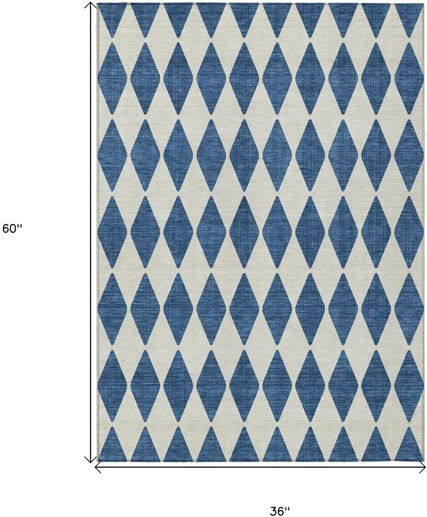 Navy Blue Geometric Washable Indoor Outdoor Area Rug Photo 3