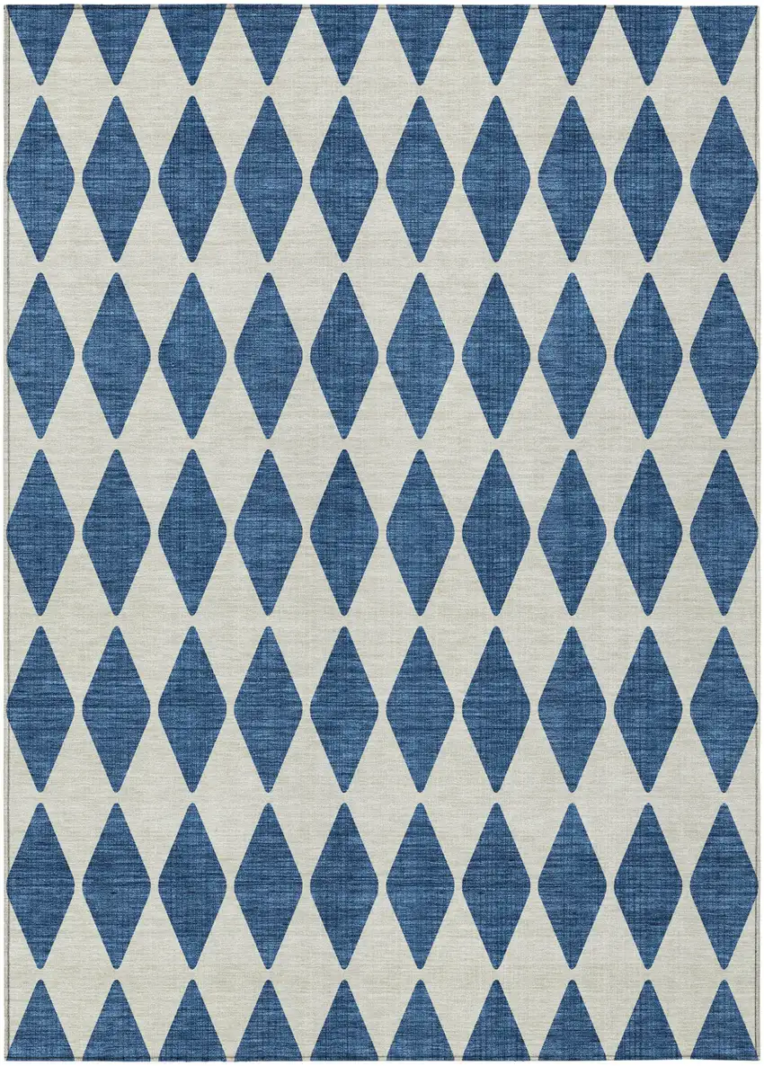 Navy Blue Geometric Washable Indoor Outdoor Area Rug Photo 2
