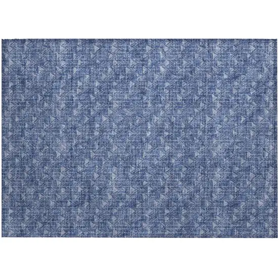 Navy Blue Geometric Washable Non Skid Indoor Outdoor Area Rug Photo 2