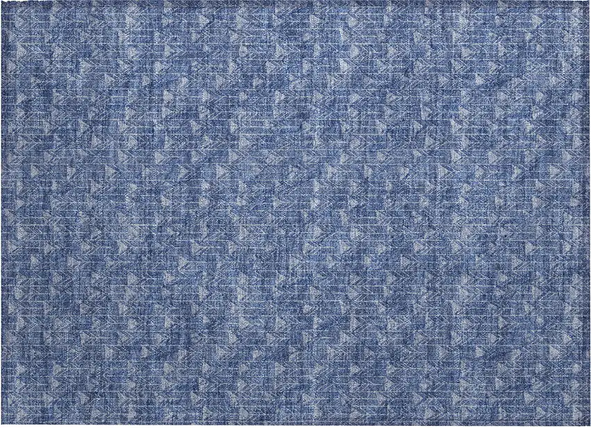 Navy Blue Geometric Washable Non Skid Indoor Outdoor Area Rug Photo 2