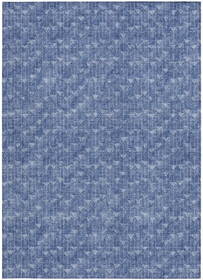 Navy Blue Geometric Washable Non Skid Indoor Outdoor Area Rug Photo 5