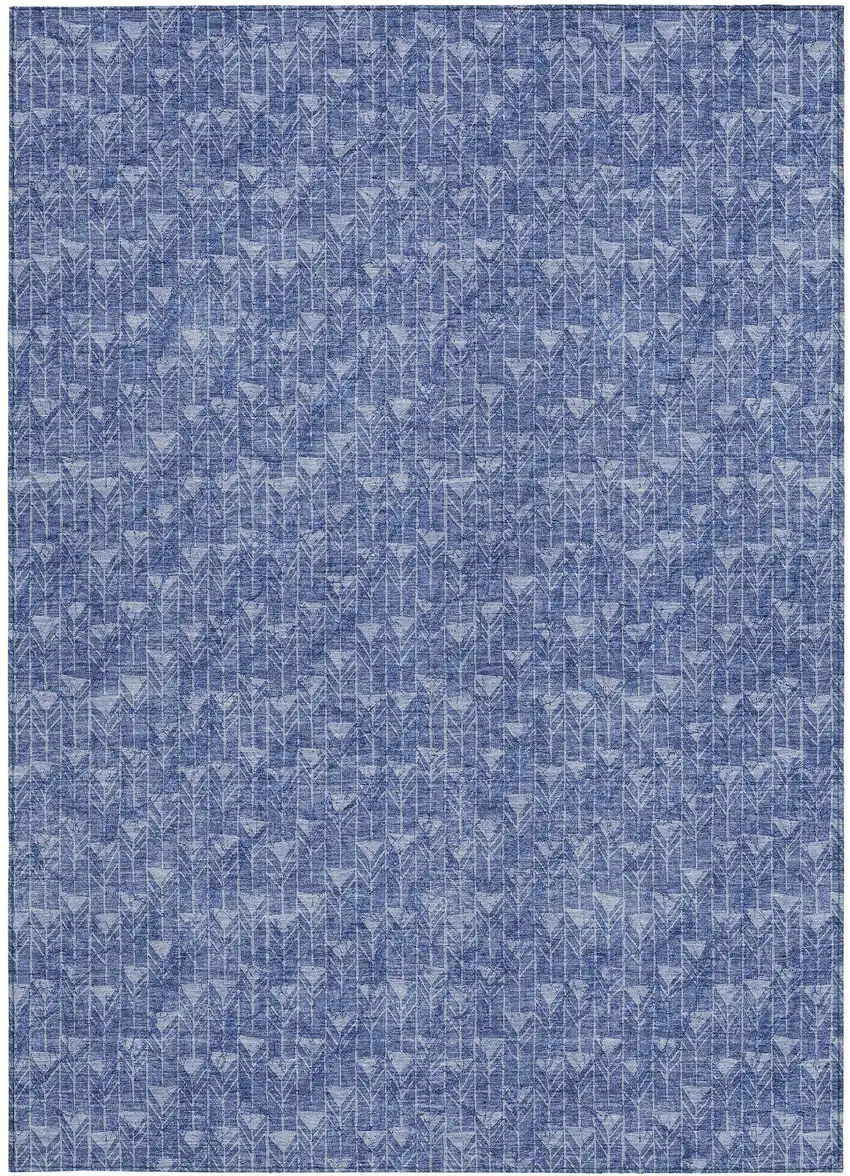 Navy Blue Geometric Washable Non Skid Indoor Outdoor Area Rug Photo 5