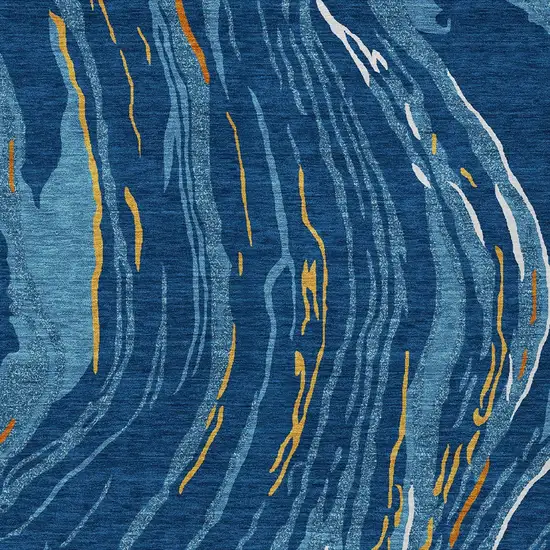 Navy Blue Gold And Copper Abstract Washable Indoor Outdoor Area Rug Photo 7