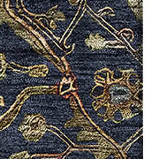 Navy Blue Gold And Copper Oriental Washable Area Rug With UV Protection Photo 2