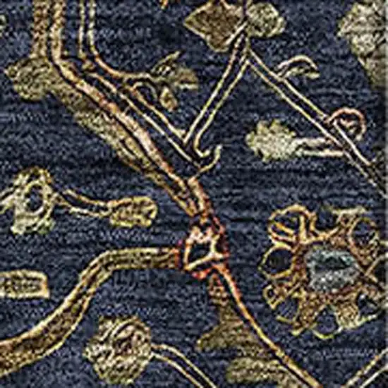 Navy Blue Gold And Copper Oriental Washable Area Rug With UV Protection Photo 2