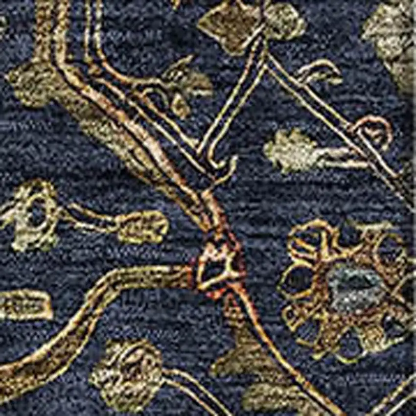 Navy Blue Gold And Copper Oriental Washable Area Rug With UV Protection Photo 2