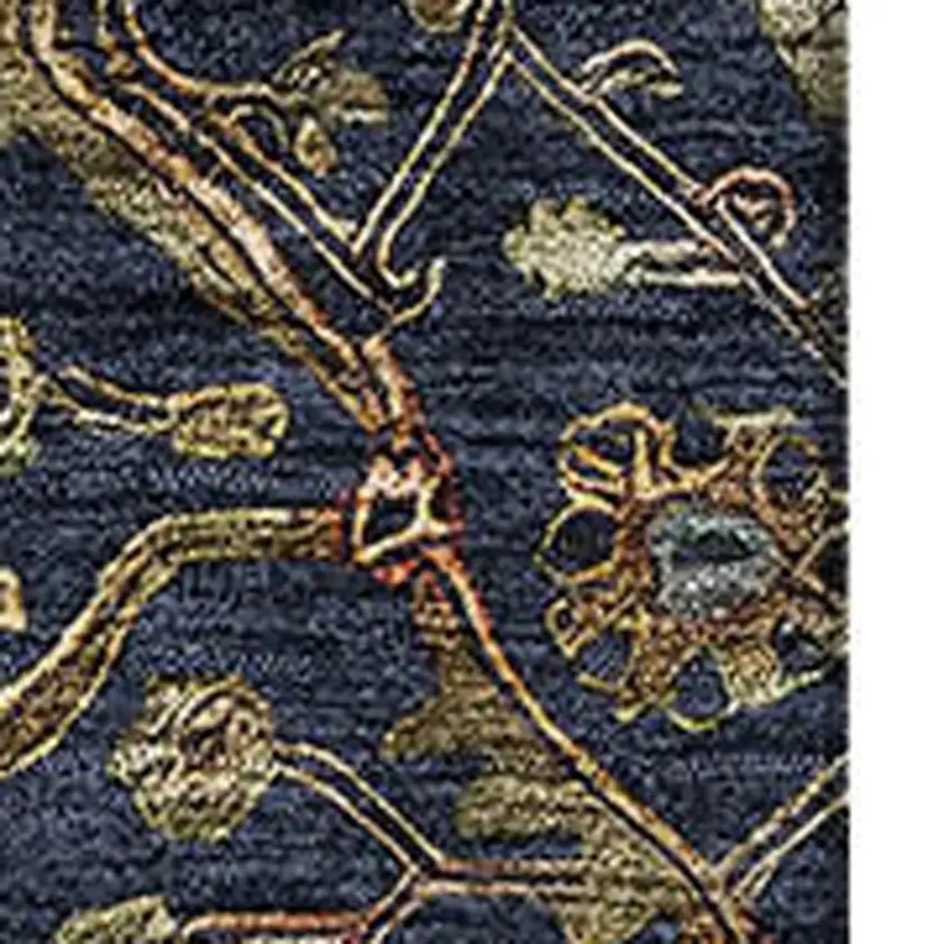 Navy Blue Gold And Copper Oriental Washable Area Rug With UV Protection Photo 2