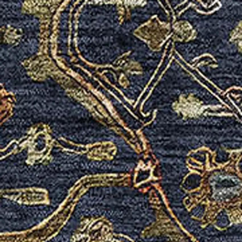 Navy Blue Gold And Copper Oriental Washable Area Rug With UV Protection Photo 2