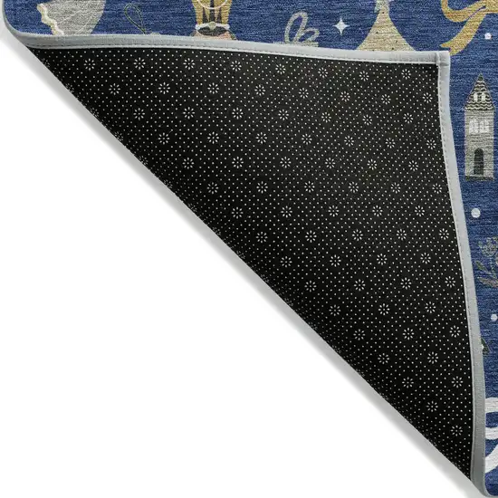 Navy Blue Gold Black And Gray Nutcracker Washable Indoor Outdoor Area Rug Photo 9
