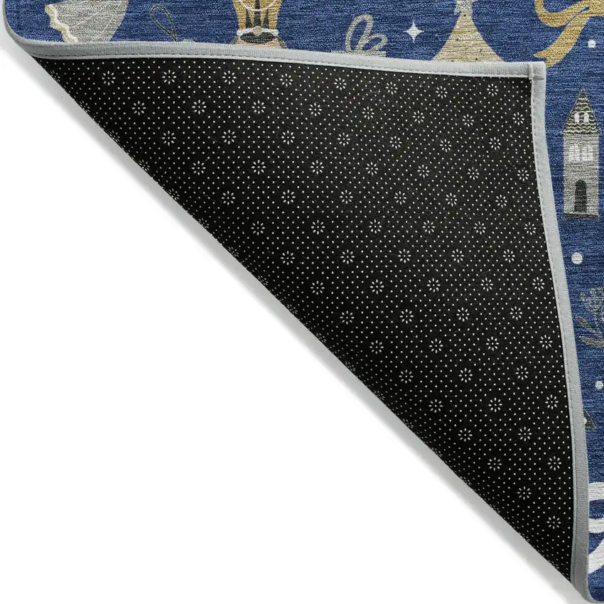 Navy Blue Gold Black And Gray Nutcracker Washable Indoor Outdoor Area Rug Photo 9