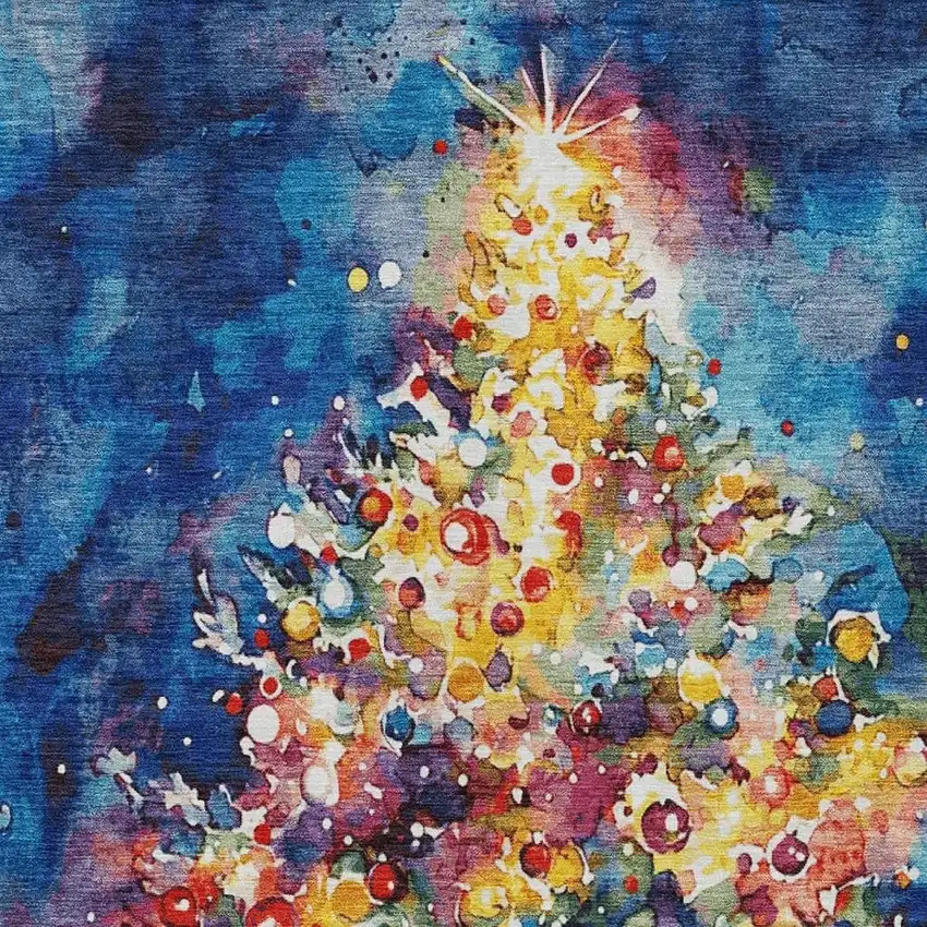 Navy Blue Gold Red And Purple Abstract Washable Indoor Outdoor Area Rug Photo 3