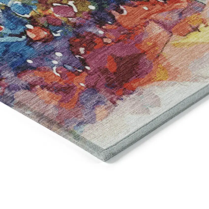 Navy Blue Gold Red And Purple Abstract Washable Indoor Outdoor Area Rug Photo 9